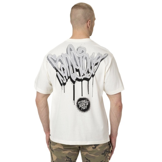 PIT BULL Loose Fit "GRAFFITI" Men's T-Shirt - Off-White