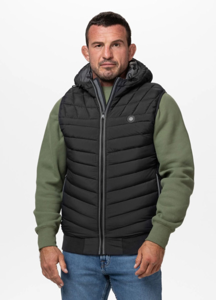 PIT BULL &quot;NAYLOR&quot; Quilted Hooded Vest - Black