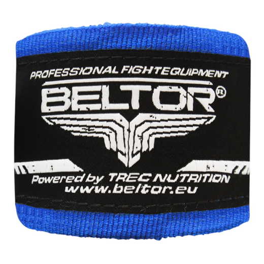 Bandaż bokserski owijki Beltor 3m bawełniany + etui - niebieski
