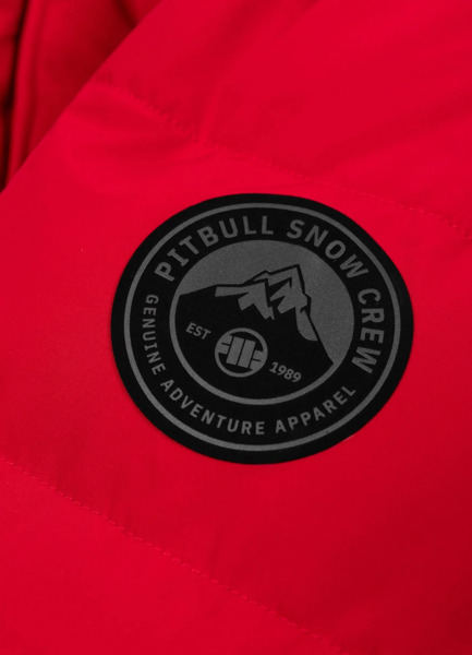 Kurtka zimowa pikowana parka z kapturem PIT BULL "FOREST" - czerwony