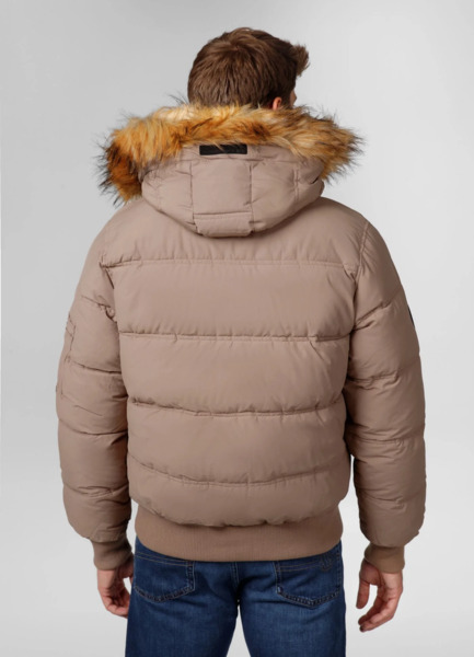 Kurtka zimowa męska z kapturem PIT BULL "BURNT" - ciemny piaskowy