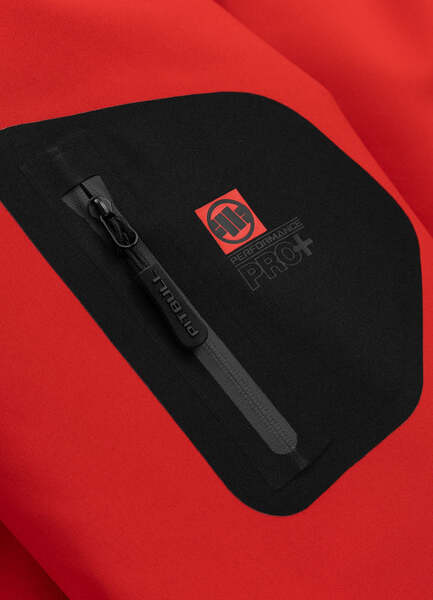 Kurtka zimowa Softshell z kapturem PIT BULL "Rockfish" - czerwony