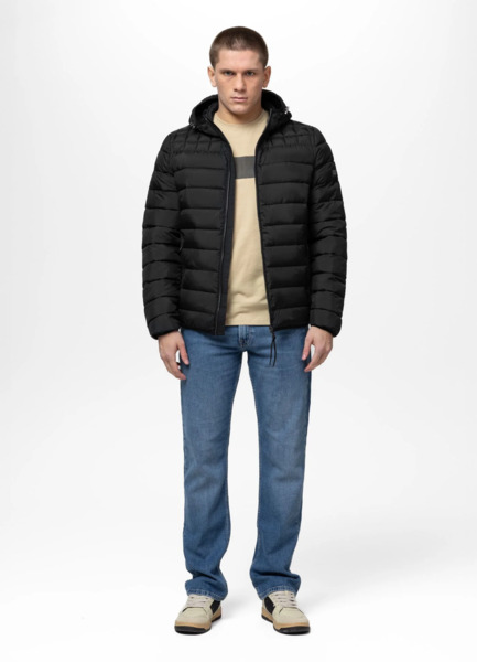 Kurtka zimowa PIT BULL pikowana z kapturem FOOTHILL - czarny