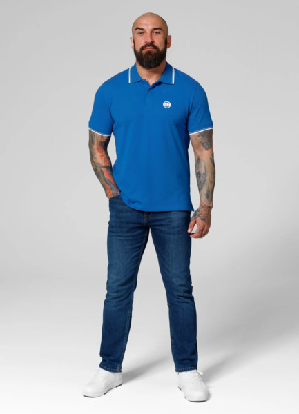 Koszulka Polo Pit Bull Pique Stripes Regular - niebieski