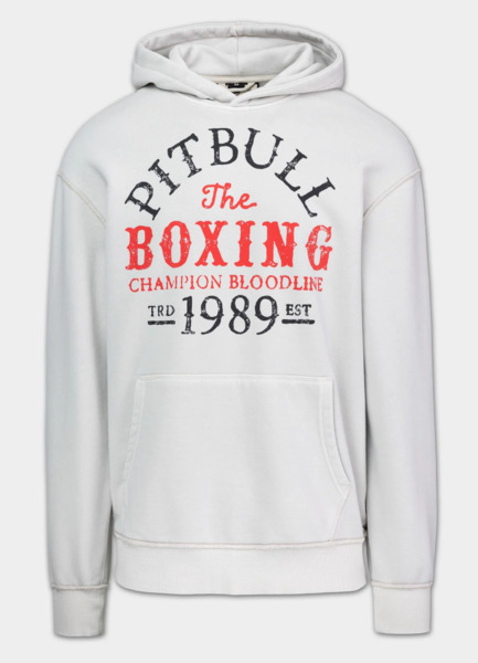 Bluza męska z kapturem washed PIT BULL "CHAMPION BLOODLINE" - biały