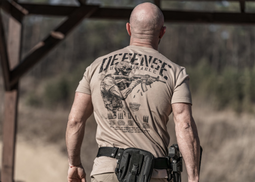 Koszulka T-shirt Dobermans Aggressive "DEFENSE UNBREAKABLE" TS377H - beżowa