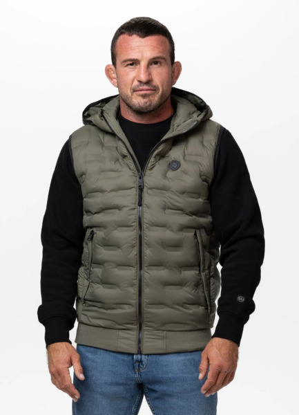 PIT BULL &quot;FISK&quot; quilted vest with hood - olive