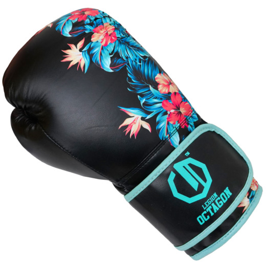 Rękawice bokserskie damskie Legion Octagon Flower - black/sea green