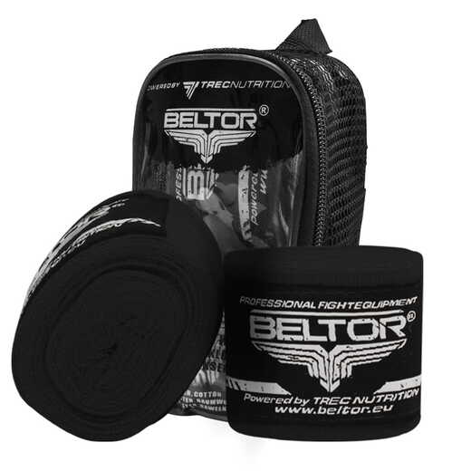 Boxing bandage Beltor wraps 3m elastic + case - black