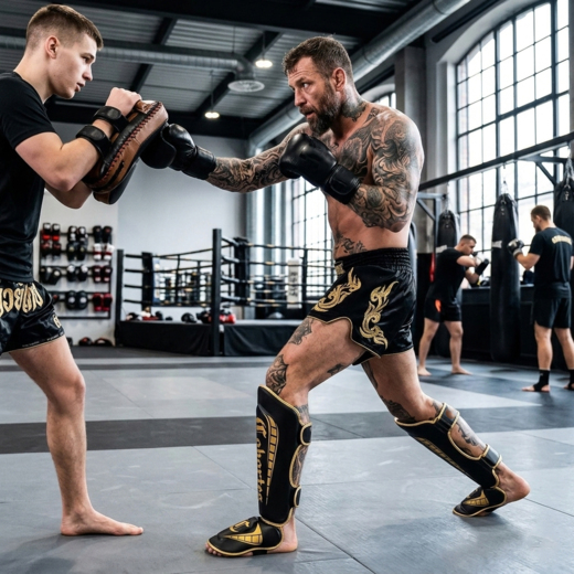 Leather shin and foot protectors Cohortes "Aculeo Armis" black/gold