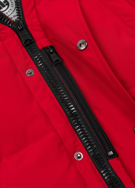 Kurtka zimowa pikowana parka z kapturem PIT BULL "FOREST" - czerwony