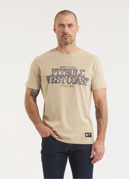  Koszulka męska PIT BULL Denim Washed "ACE OF SPADES II" - piaskowa