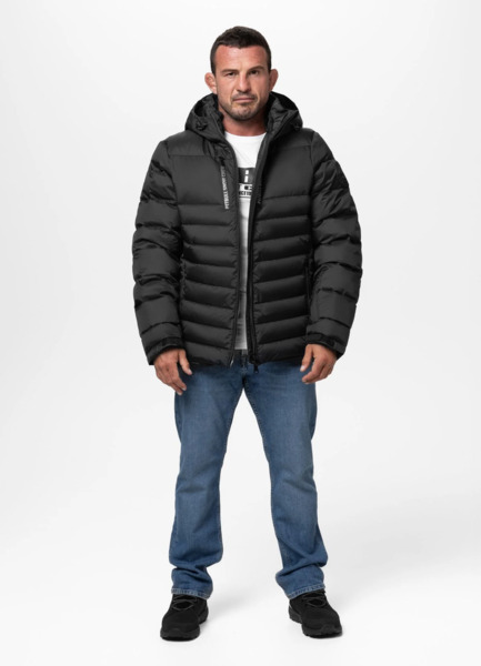 Kurtka zimowa PIT BULL pikowana z kapturem CRESTLINE - czarny