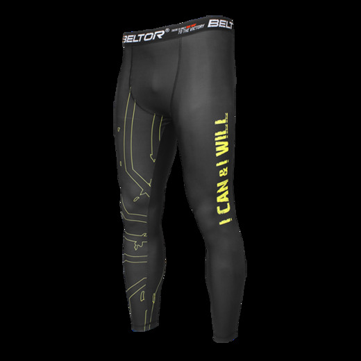 Legginsy kompresyjne Beltor Grappler I CAN & I WILL - żółty