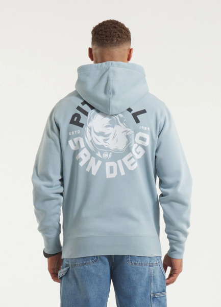 Bluza męska z kapturem washed PIT BULL "DOG SD" - błękitny