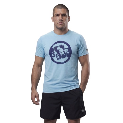 Koszulka Sportowa Mesh PIT BULL "LOGO PALMS" - niebieski