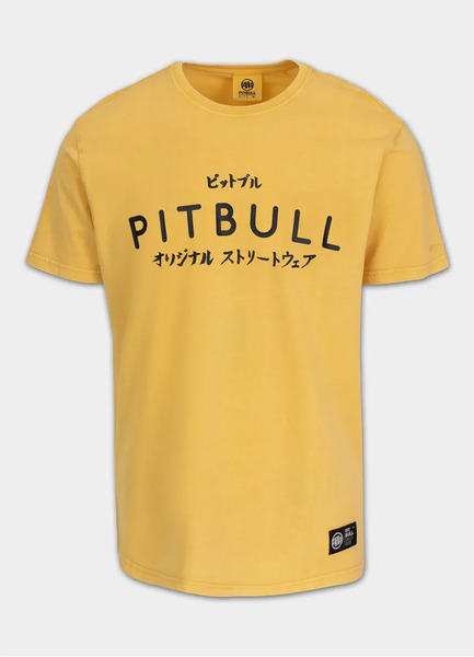 PIT BULL Denim Washed Men&#39;s T-Shirt &quot;MT. FUJI&quot; - Yellow