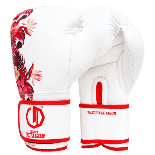 Rękawice bokserskie damskie Legion Octagon Flower - white/red