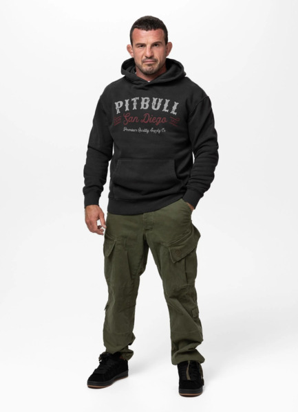 Bluza męska z kapturem washed PIT BULL "STRENGTH & RESPECT" - ciemny grafitowy