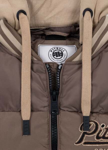 Kurtka zimowa męska z kapturem PIT BULL "HIDDEN" - brązowy/beżowy