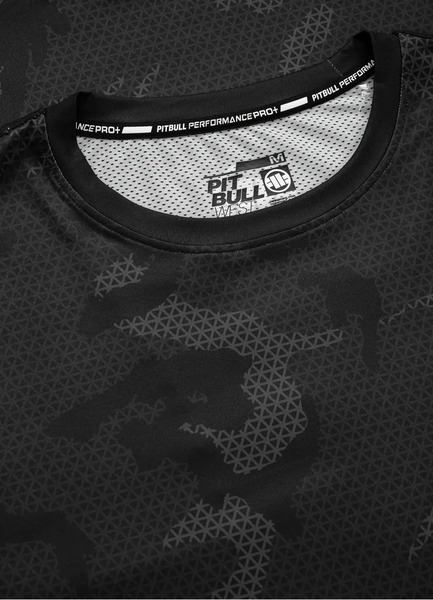 Koszulka sportowa longsleeve PIT BULL "Net Camo II" - all black camo 