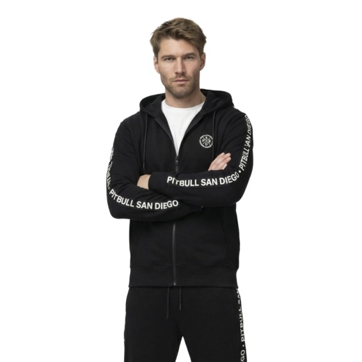 Bluza męska rozpinana z kapturem PIT BULL "TAPE PARKER" - czarny