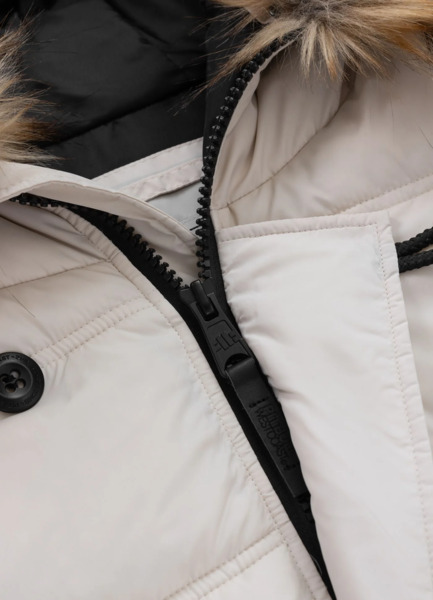 Kurtka zimowa pikowana parka z kapturem PIT BULL "KINGSTON II" - off white