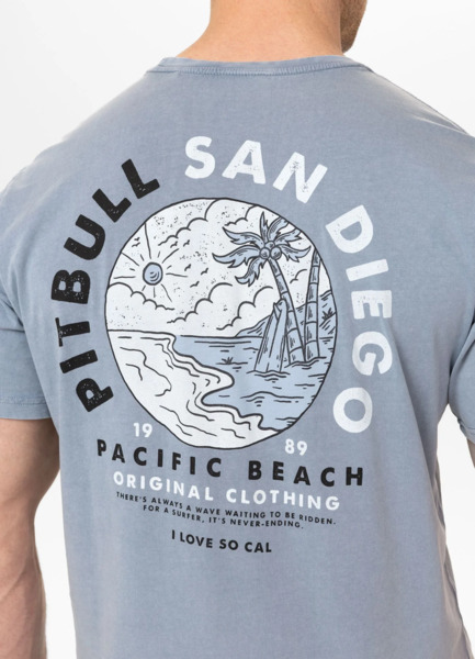 PIT BULL Denim Washed &quot;PLANET SURF&quot; Men&#39;s T-Shirt - Blue