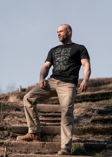 Koszulka T-shirt Dobermans Aggressive "VIKING LION" TS371H - beżowa