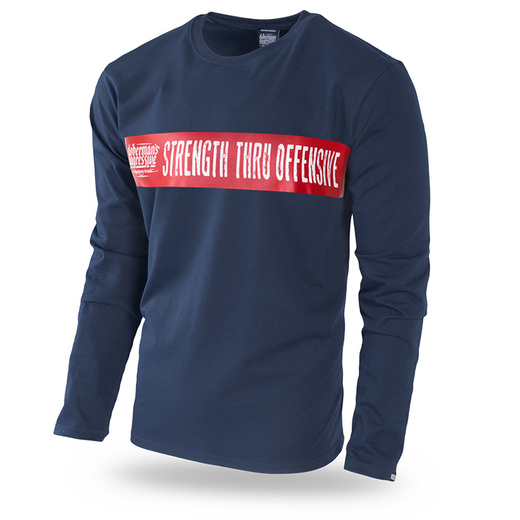 Longsleeve Dobermans Aggressive "STRENGTH THRU OFFENSIVE" LS226" - granatowy
