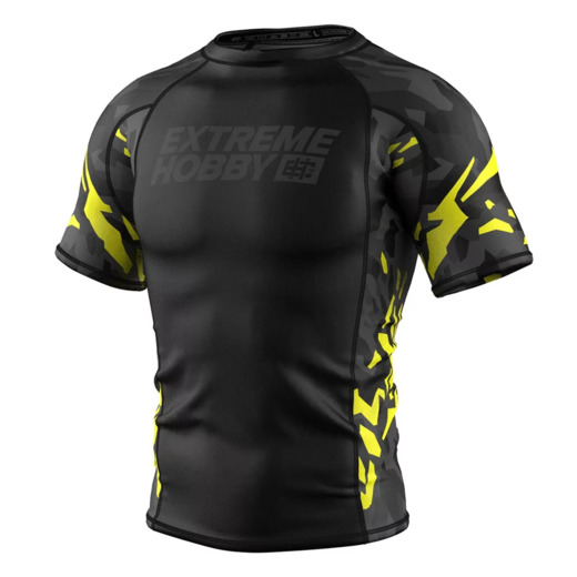 Short sleeve rashguard Extreme Hobby | BLACK PANTHER - czarny/żółty