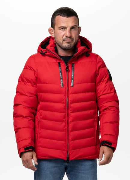 Kurtka zimowa PIT BULL pikowana z kapturem CRESTLINE - czerwony