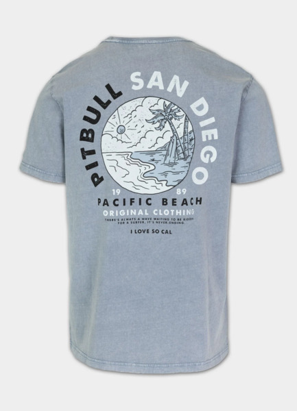 PIT BULL Denim Washed &quot;PLANET SURF&quot; Men&#39;s T-Shirt - Blue