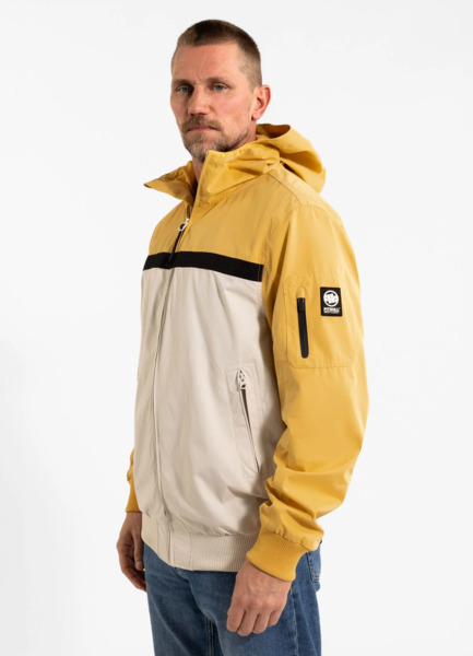 Kurtka przejściowa męska z kapturem PIT BULL "2 Color Longwood" - żółty/czarny/off-white