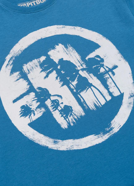 Koszulka męska PIT BULL "LOGO PALMS" - niebieski
