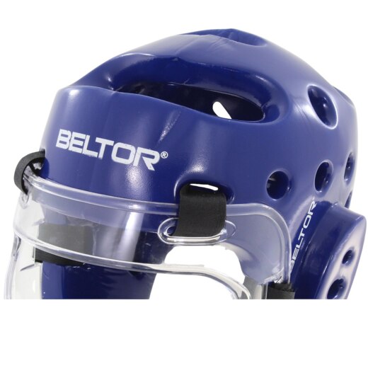 Kask piankowy z maską Beltor "TYTAN" - niebieski