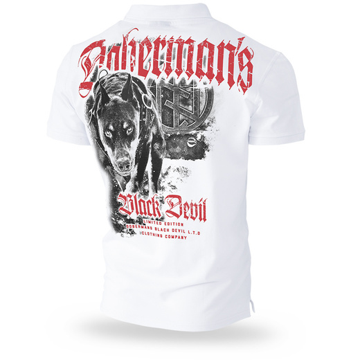 Polo Shirt Dobermans Aggressive "BLACK DEVILE TSP154" - white