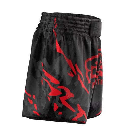 Extreme Hobby Muay Thai Shorts | BLACK PANTHER - Black/Red