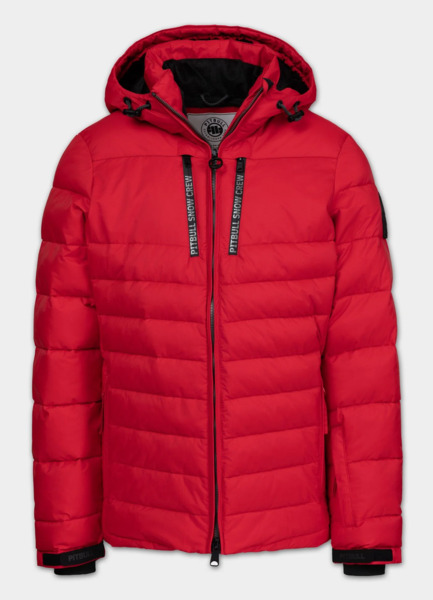 Kurtka zimowa PIT BULL pikowana z kapturem CRESTLINE - czerwony