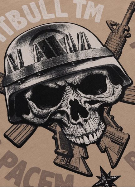 Koszulka męska PIT BULL "PARA BELLUM" - piaskowa