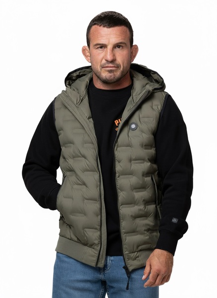 PIT BULL &quot;FISK&quot; quilted vest with hood - olive