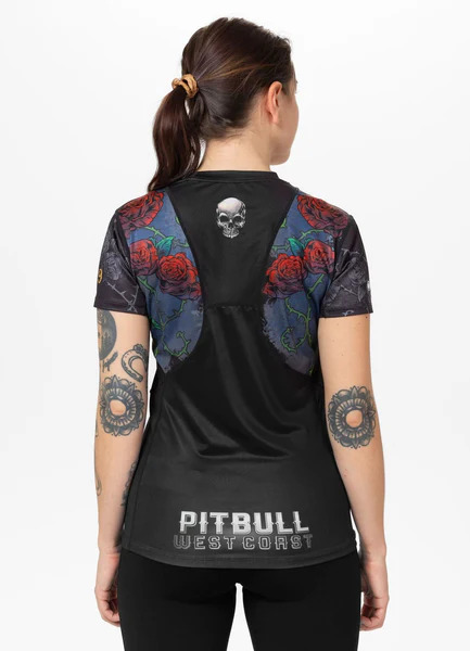 Koszulka sportowa damska PIT BULL Mesh "SANTA MUERTE" - czarny