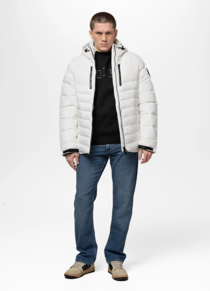 Kurtka zimowa PIT BULL pikowana z kapturem CRESTLINE - off white