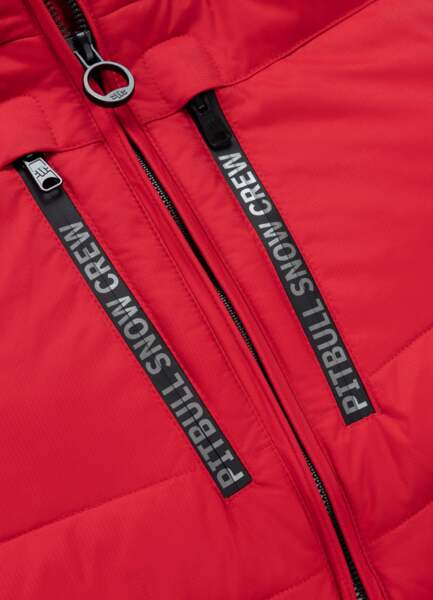 Kurtka zimowa PIT BULL pikowana z kapturem CRESTLINE - czerwony