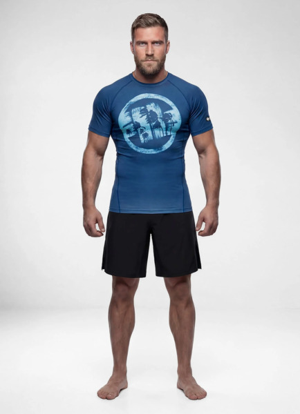 Rashguard PIT BULL "LOGO PALMS" - niebieski