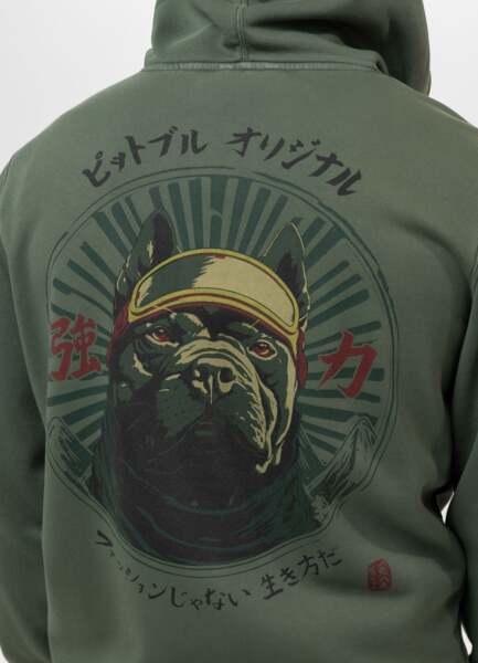 Bluza męska rozpinana z kapturem washed PIT BULL "MT FUJI" - zielony