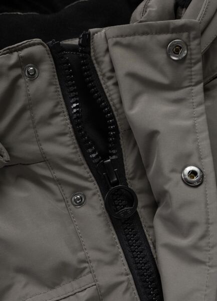 PIT BULL "FOREST" quilted parka winter jacket with hood - gray-brown