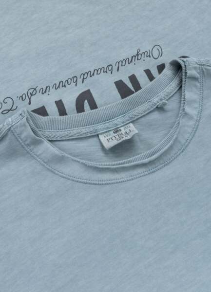 PIT BULL Denim Washed Raw Men&#39;s T-Shirt &quot;PACIFIC&quot; - Blue