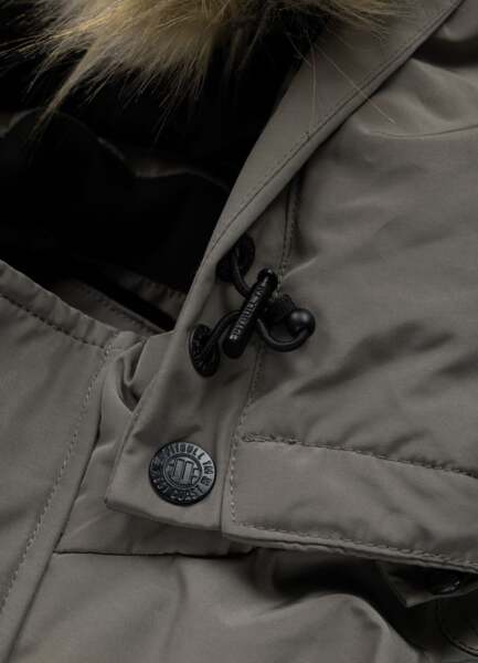 PIT BULL "FOREST" quilted parka winter jacket with hood - gray-brown