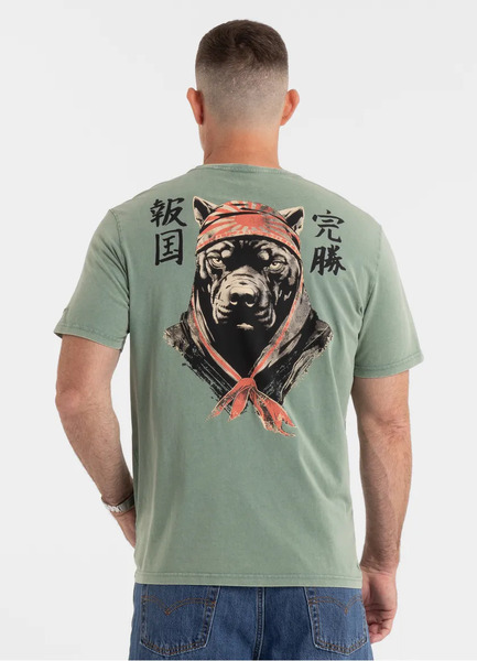 PIT BULL Denim Washed &quot;BRAVERY&quot; T-shirt - green